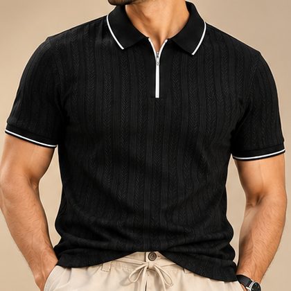 8826 Black Zip Polo